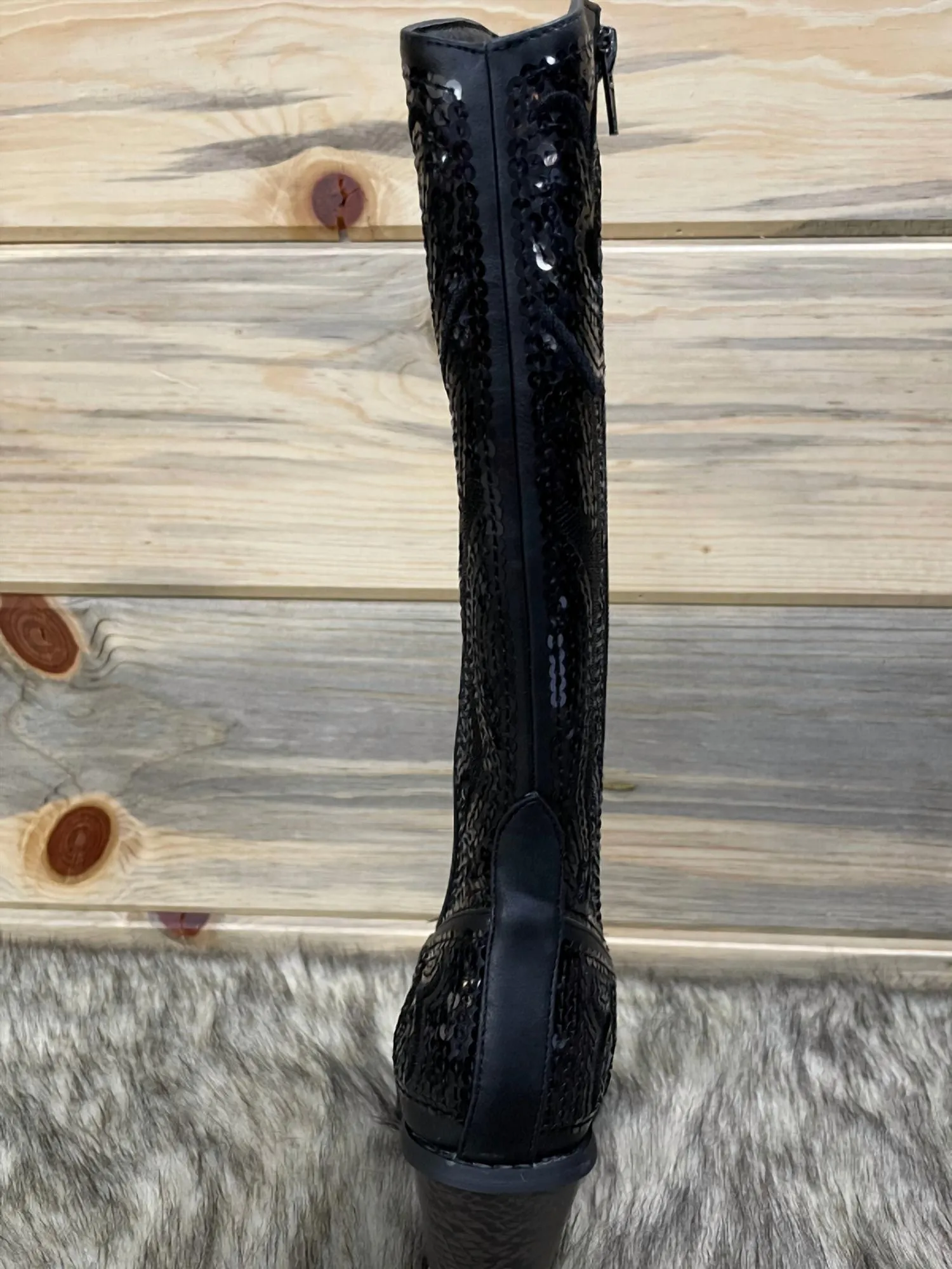 Tall Sequin Boots In Black