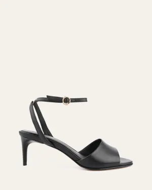 TANYA MID HEEL SANDALS BLACK LEATHER Jo Mercer