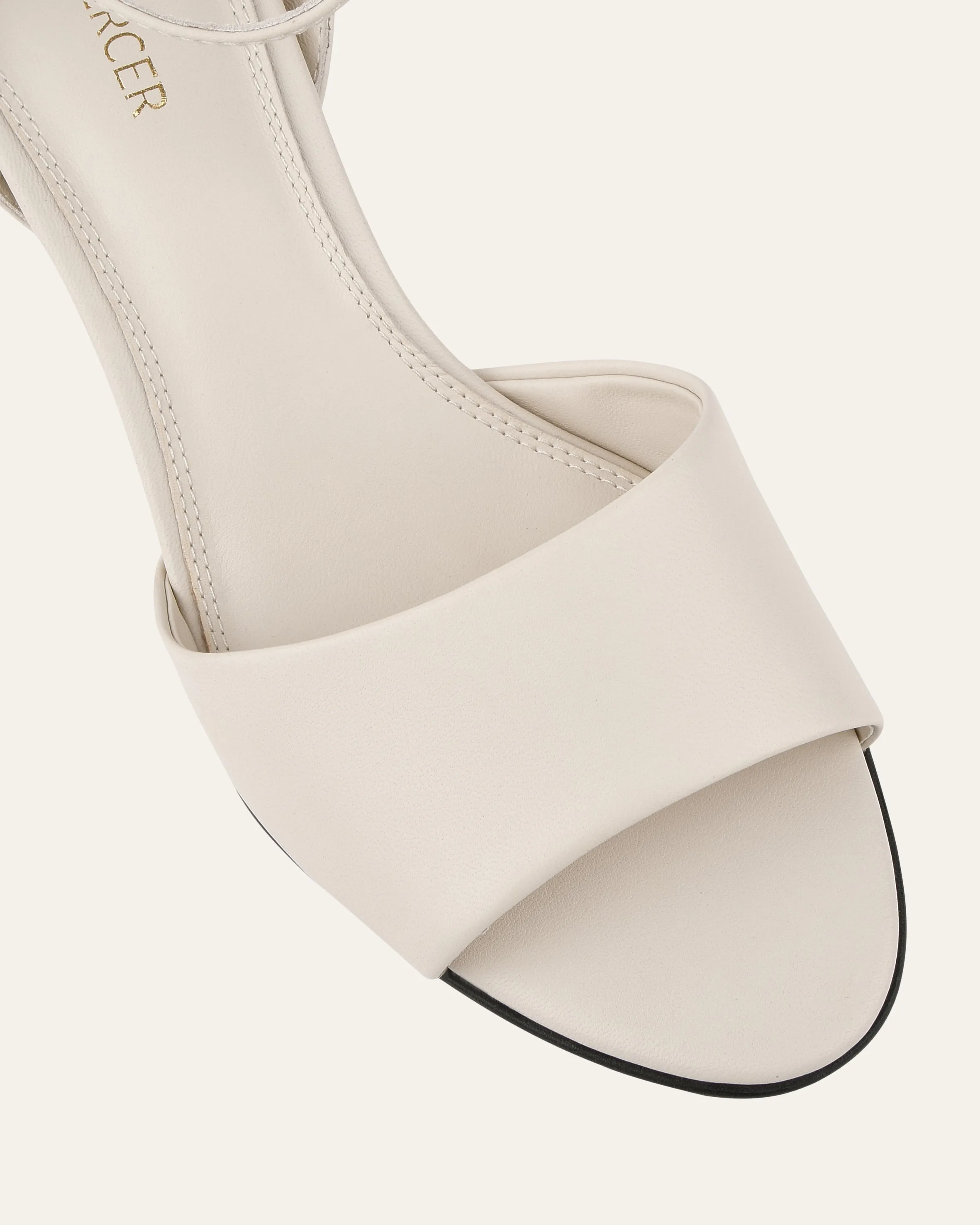 TANYA MID HEEL SANDALS OFF WHITE LEATHER Jo Mercer