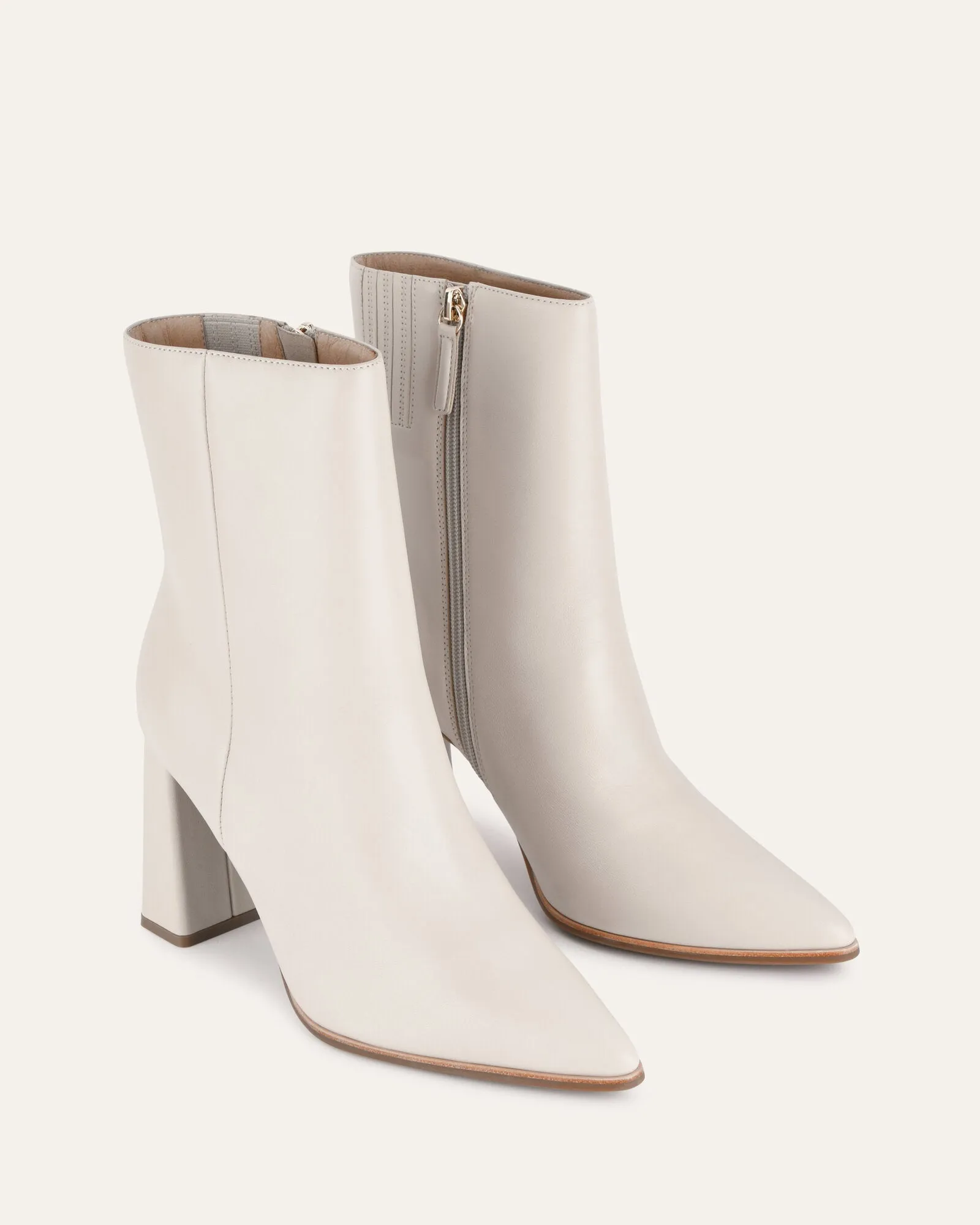 TATIANA HIGH ANKLE BOOTS OFF WHITE LEATHER Jo Mercer