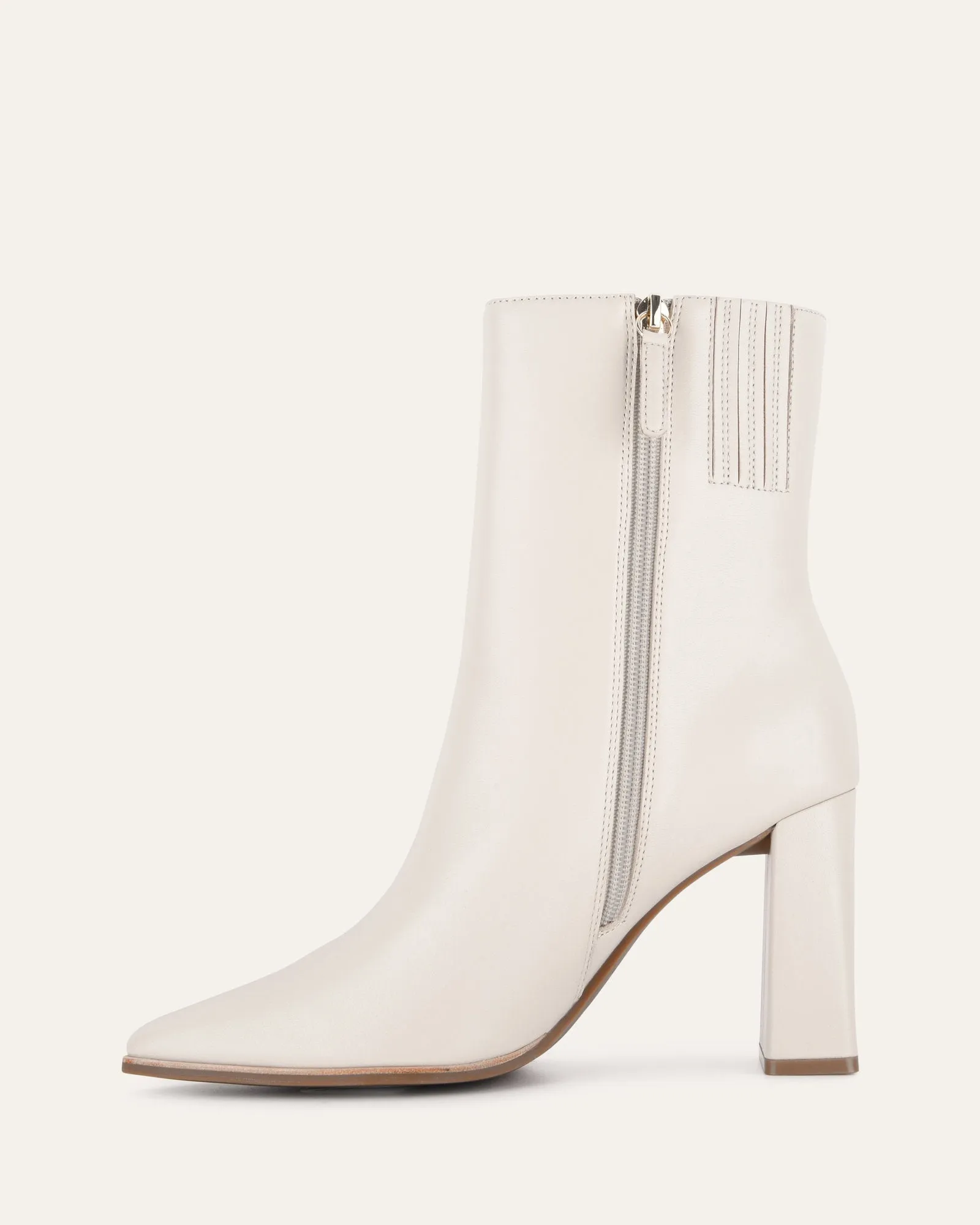 TATIANA HIGH ANKLE BOOTS OFF WHITE LEATHER Jo Mercer