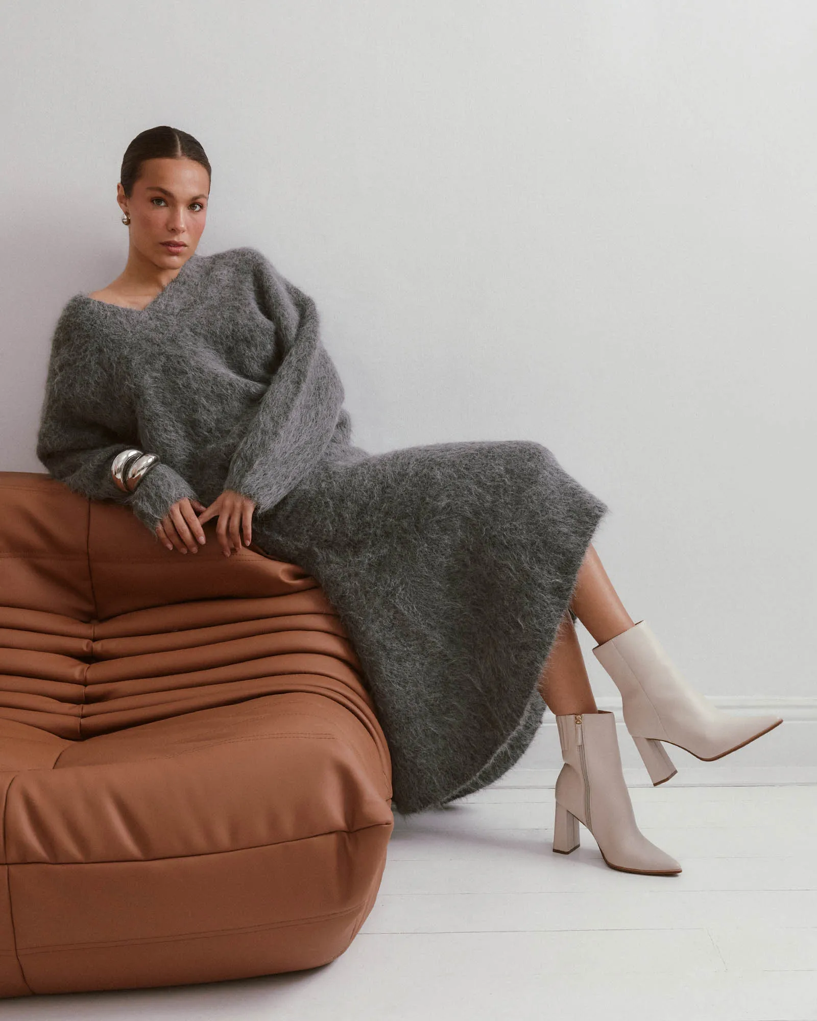 TATIANA HIGH ANKLE BOOTS OFF WHITE LEATHER Jo Mercer