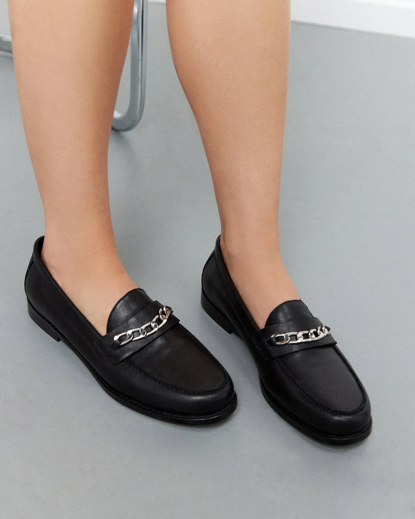 THEA LOAFERS BLACK LEATHER Jo Mercer