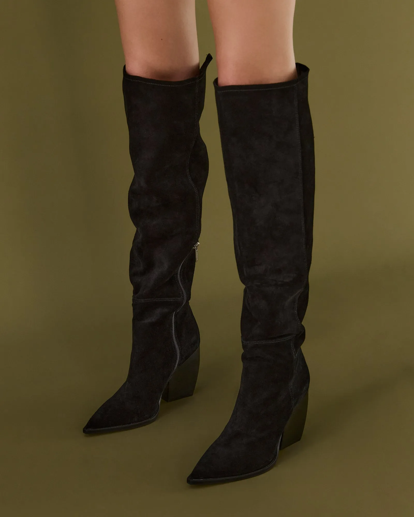 UMA OVER THE KNEE BOOTS BLACK SUEDE Jo Mercer