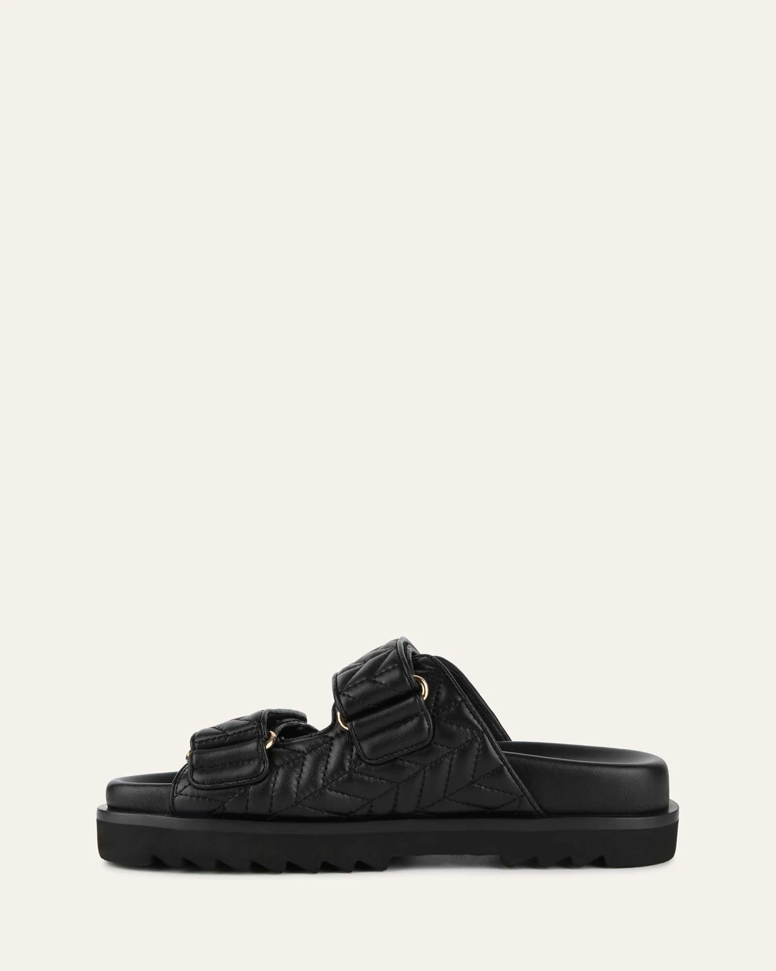 VERITY FLAT SANDALS BLACK LEATHER Jo Mercer
