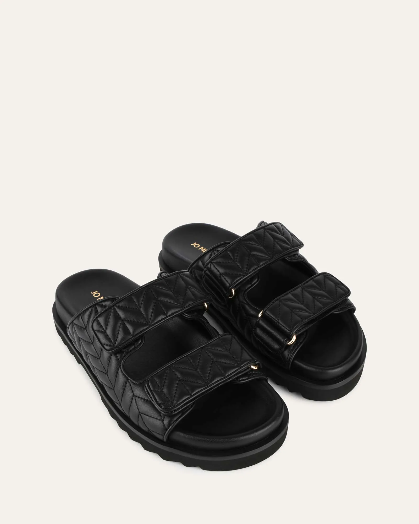 VERITY FLAT SANDALS BLACK LEATHER Jo Mercer