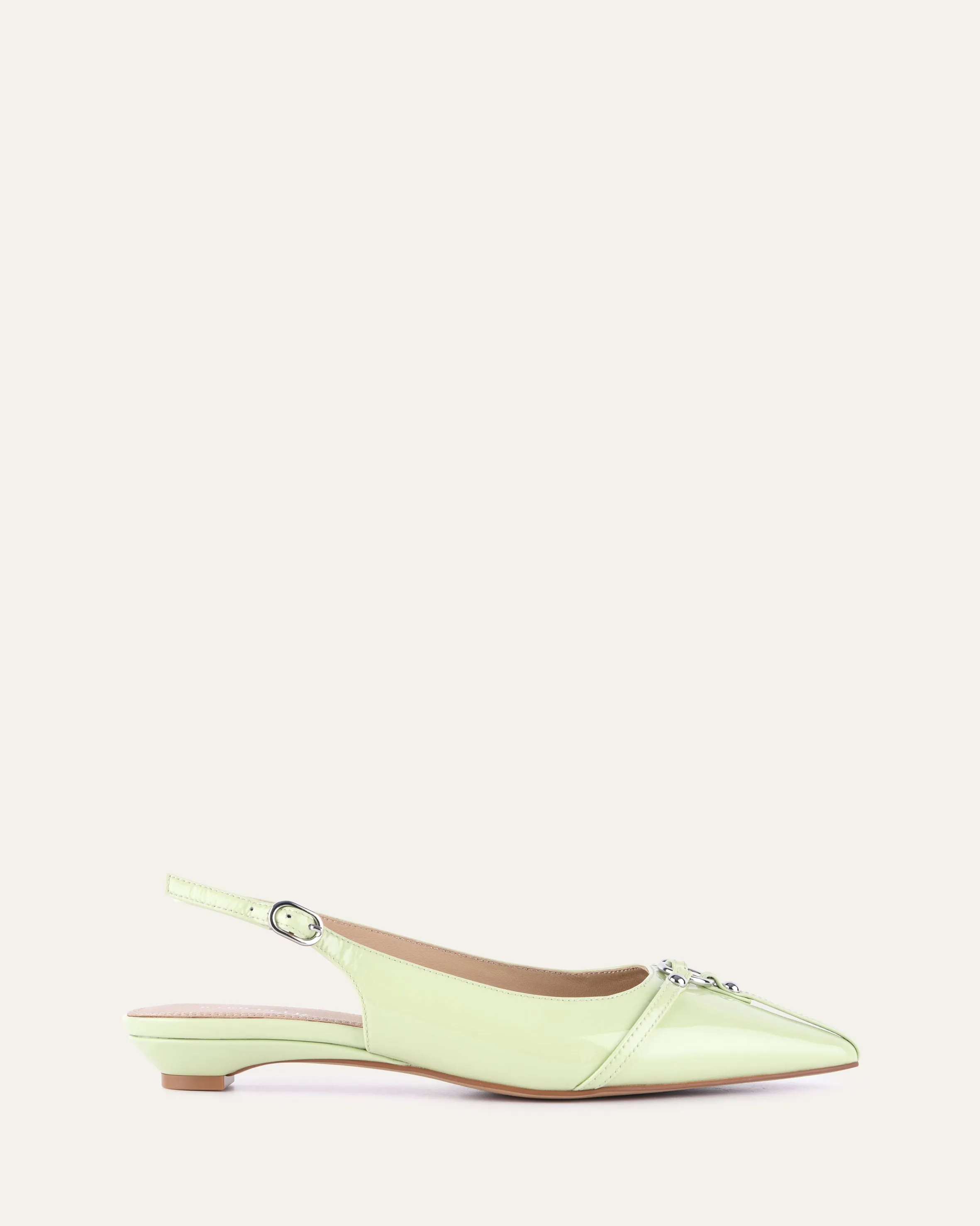 VICTORIA DRESS FLATS HONEYDEW GREEN PATENT Jo Mercer