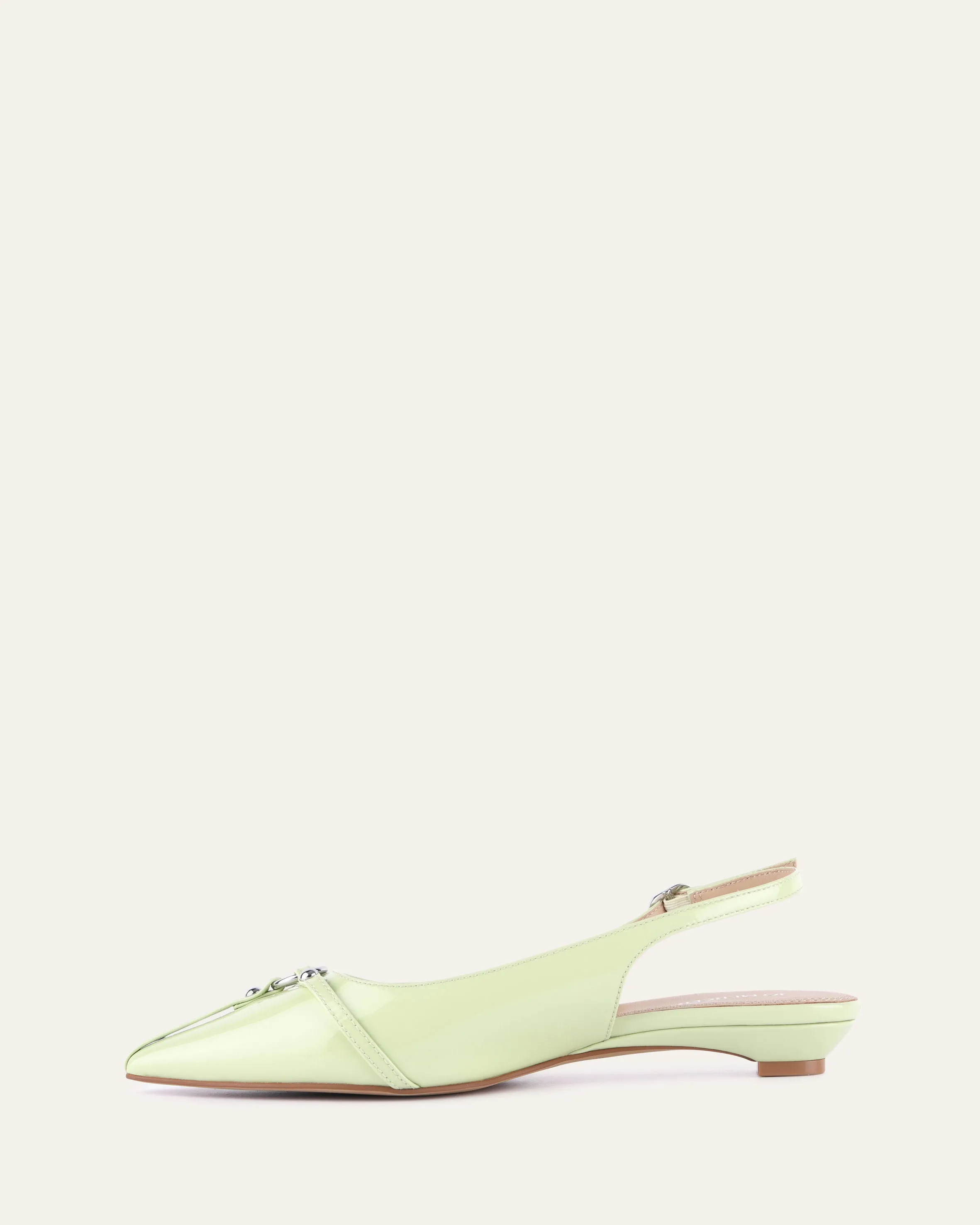 VICTORIA DRESS FLATS HONEYDEW GREEN PATENT Jo Mercer