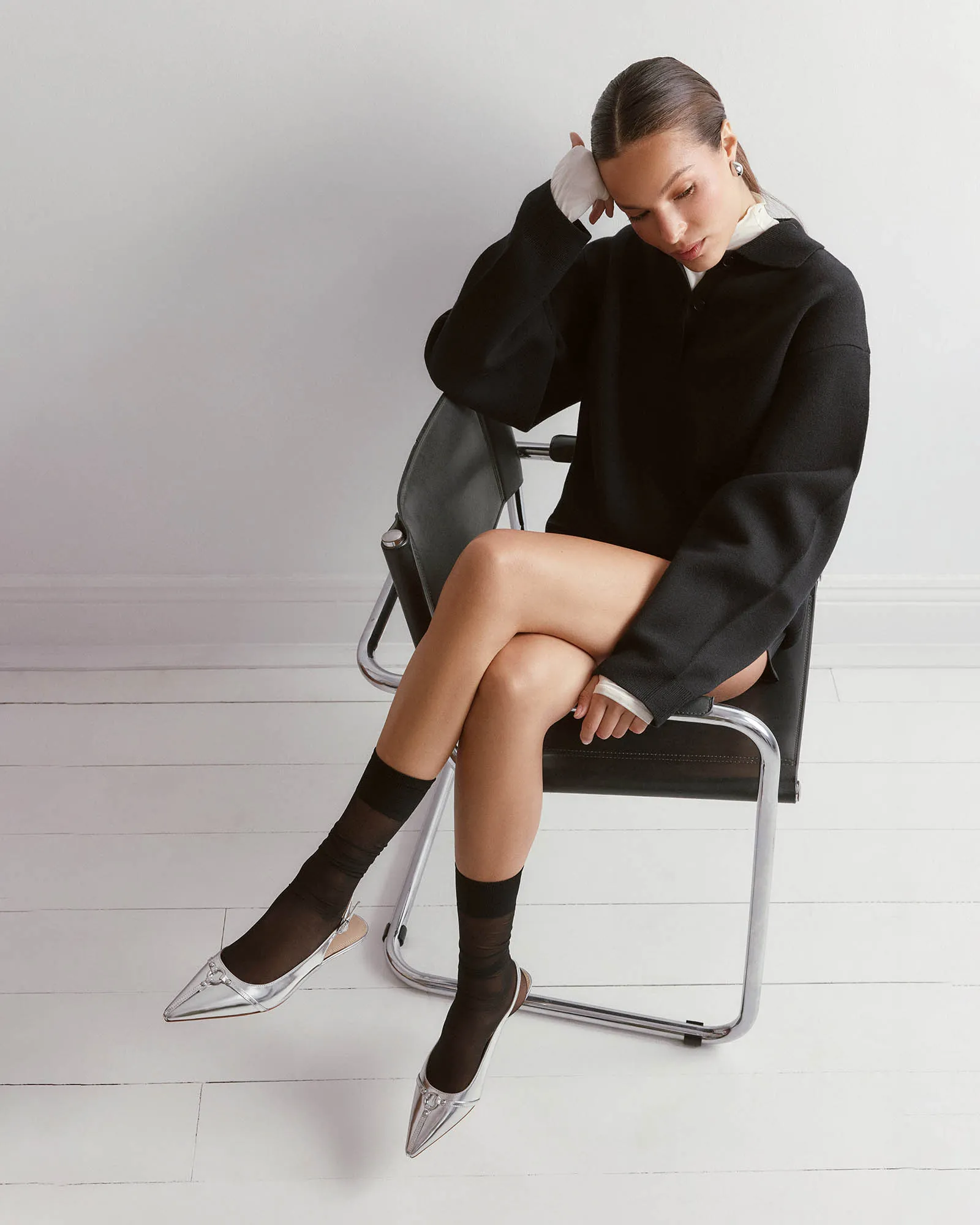 VICTORIA DRESS FLATS SILVER PATENT Jo Mercer