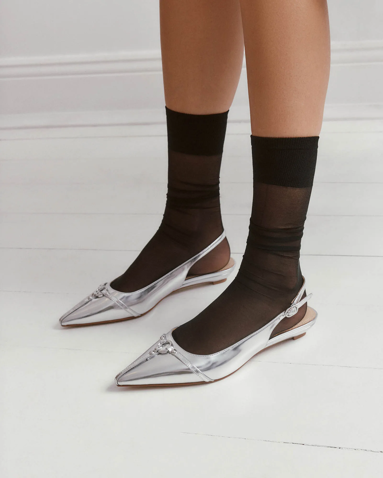 VICTORIA DRESS FLATS SILVER PATENT Jo Mercer