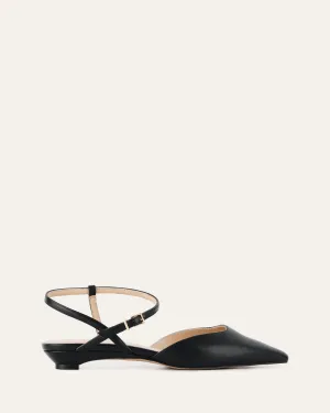 VIRGINIE DRESS FLATS BLACK LEATHER Jo Mercer