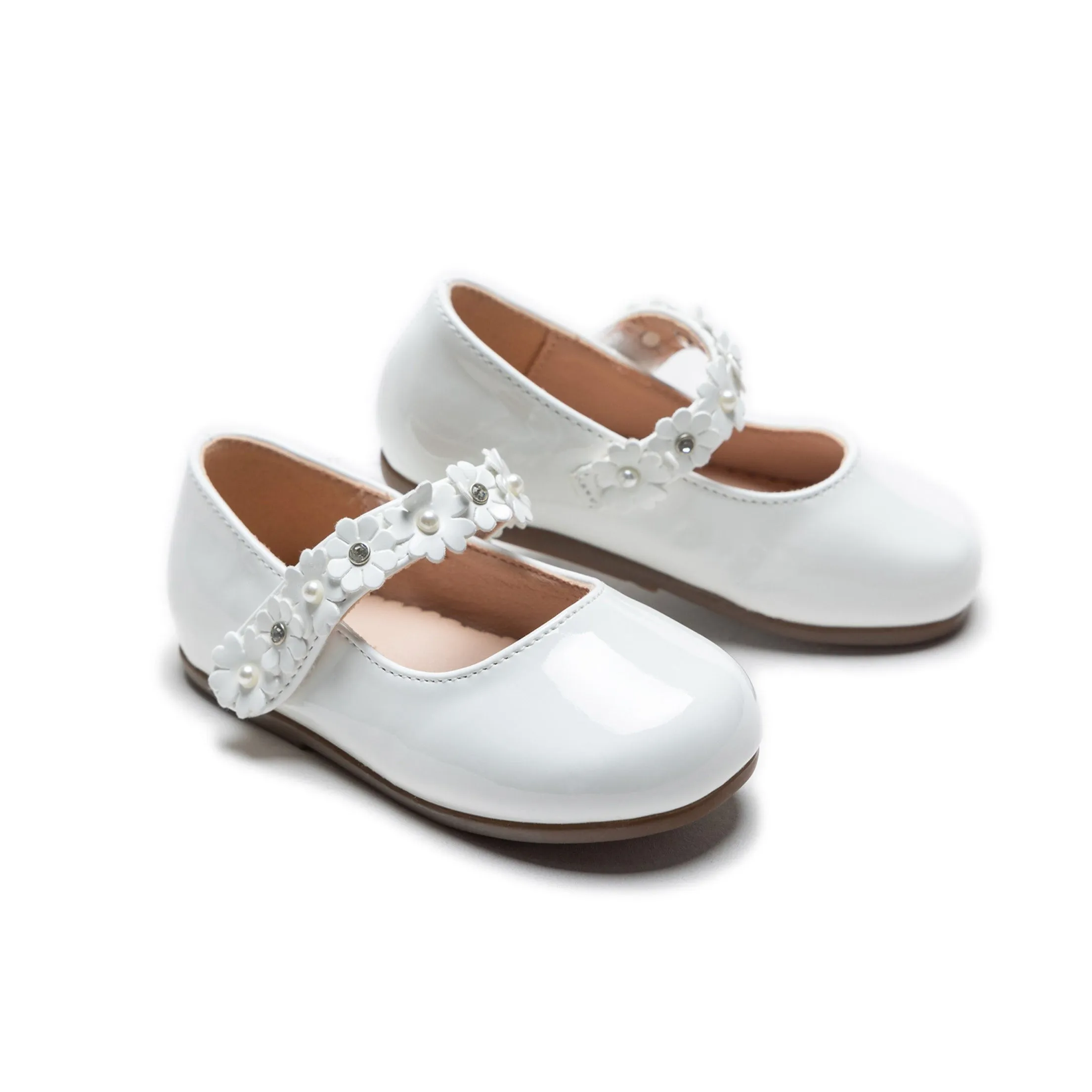 White Amelia Floral Band Flats