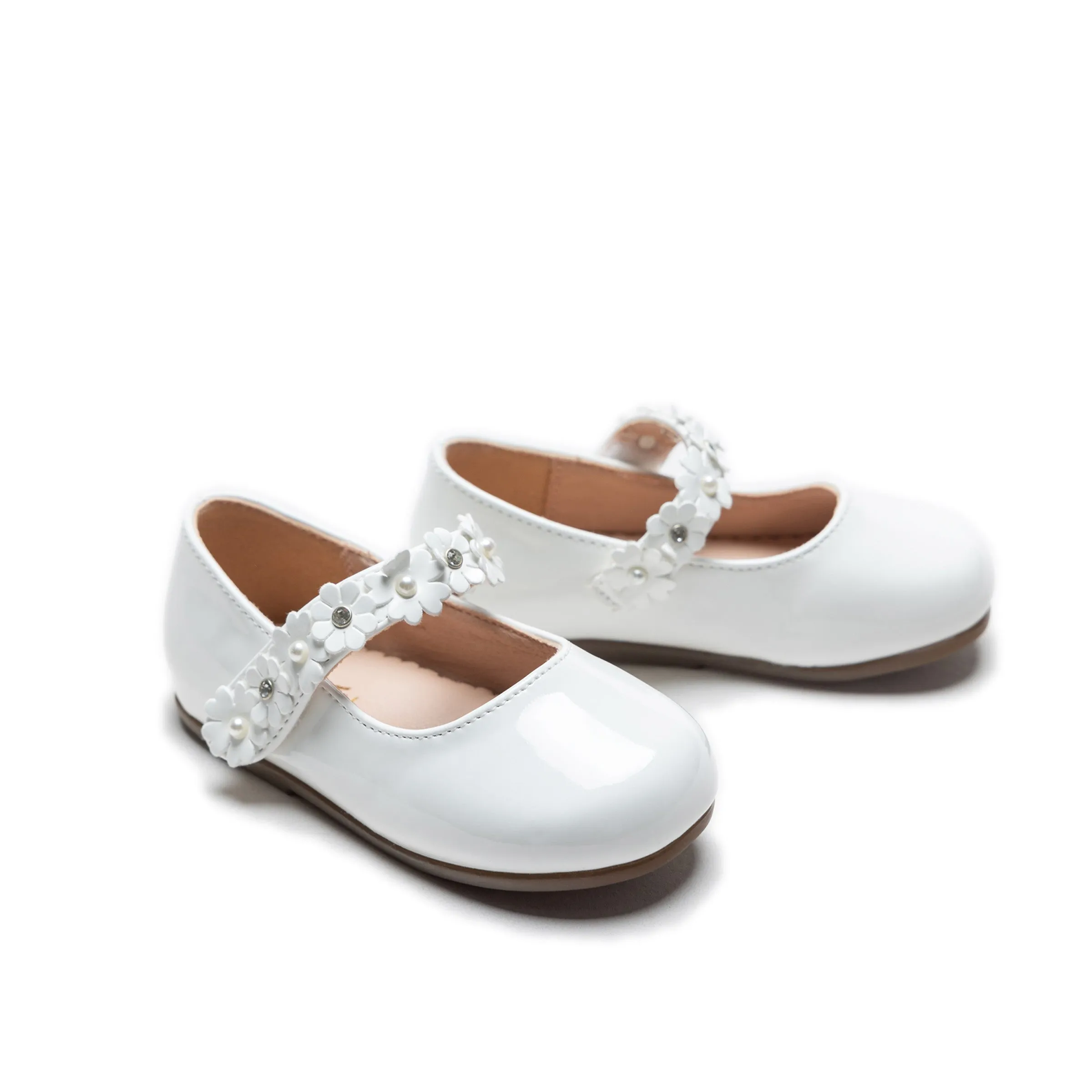 White Amelia Floral Band Flats