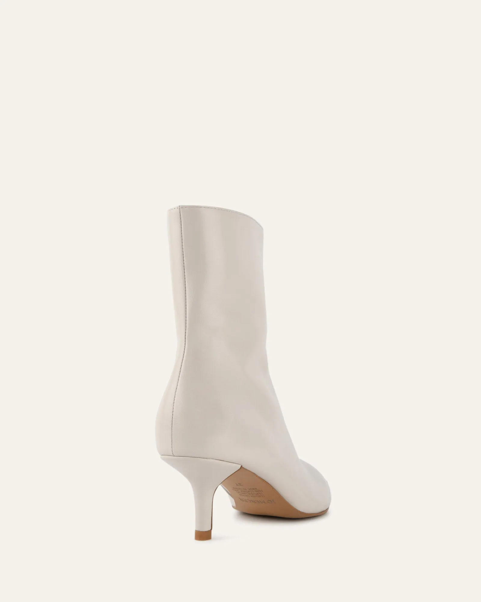 WINNIE MID ANKLE BOOTS OFF WHITE LEATHER Jo Mercer