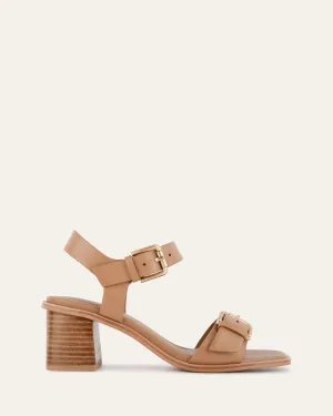 WINONA MID HEEL SANDALS TAN LEATHER Jo Mercer