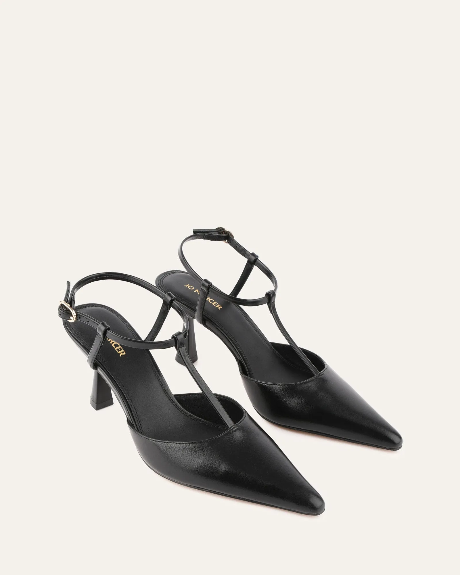 YULA MID HEELS BLACK LEATHER Jo Mercer