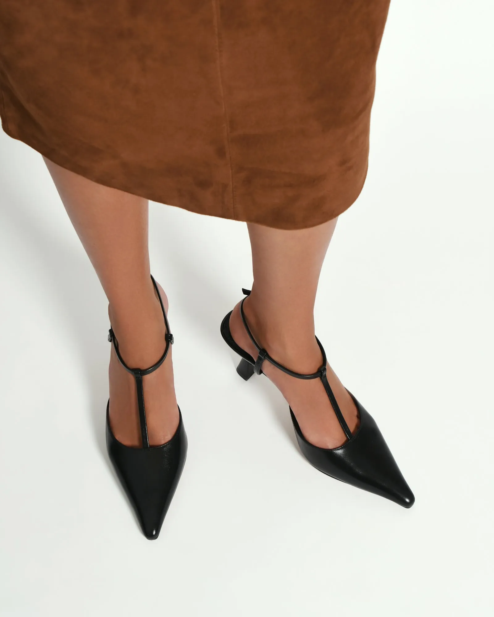 YULA MID HEELS BLACK LEATHER Jo Mercer