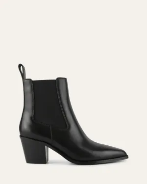 ZELLA MID ANKLE BOOTS BLACK LEATHER Jo Mercer