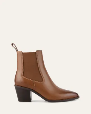 ZELLA MID ANKLE BOOTS DARK TAN LEATHER Jo Mercer