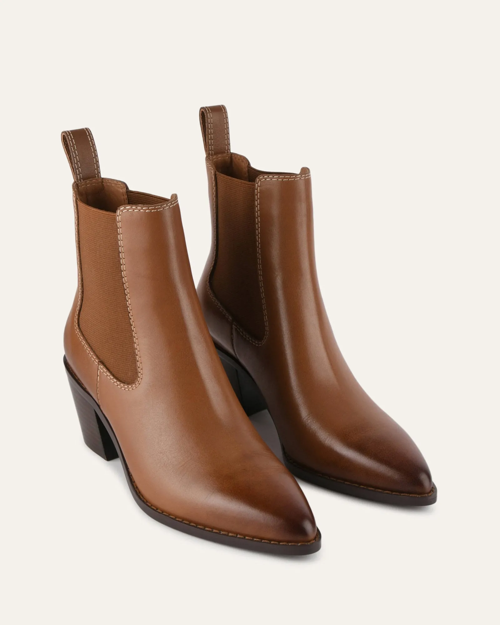 ZELLA MID ANKLE BOOTS DARK TAN LEATHER Jo Mercer