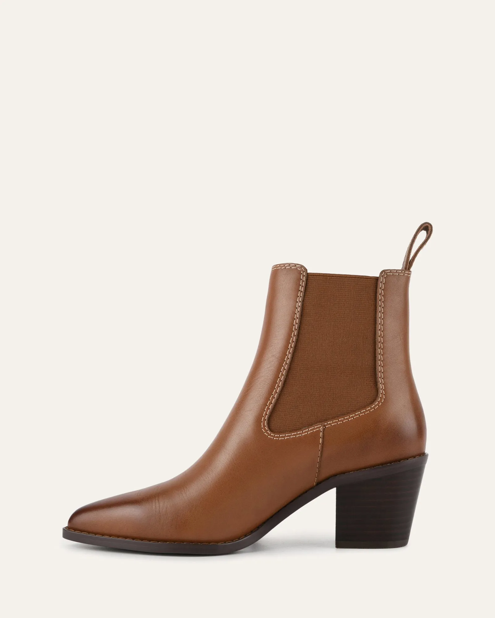ZELLA MID ANKLE BOOTS DARK TAN LEATHER Jo Mercer