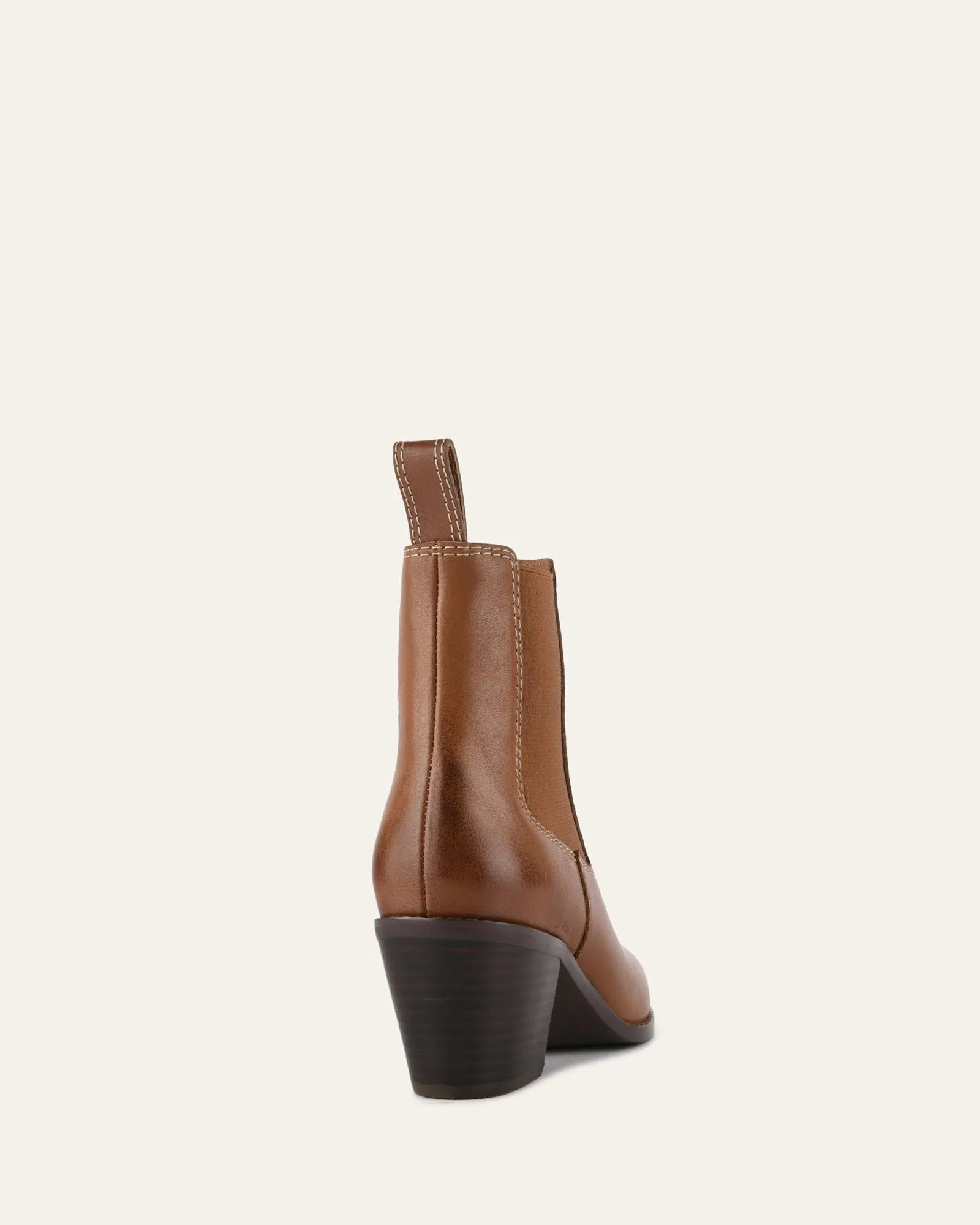 ZELLA MID ANKLE BOOTS DARK TAN LEATHER Jo Mercer
