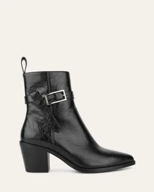 ZENA MID ANKLE BOOTS BLACK CRINKLE LEATHER Jo Mercer
