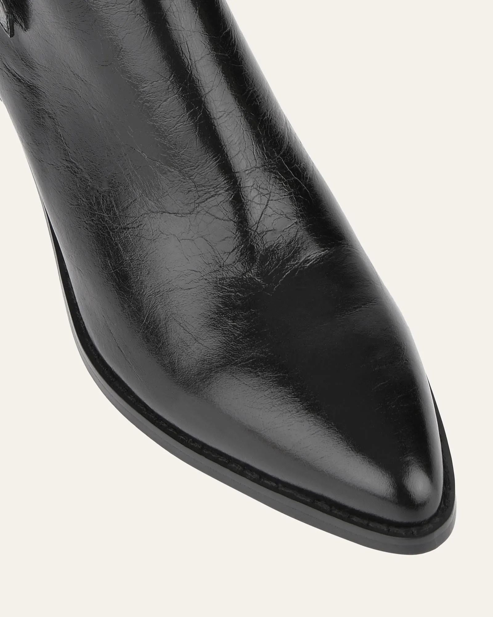 ZENA MID ANKLE BOOTS BLACK CRINKLE LEATHER Jo Mercer