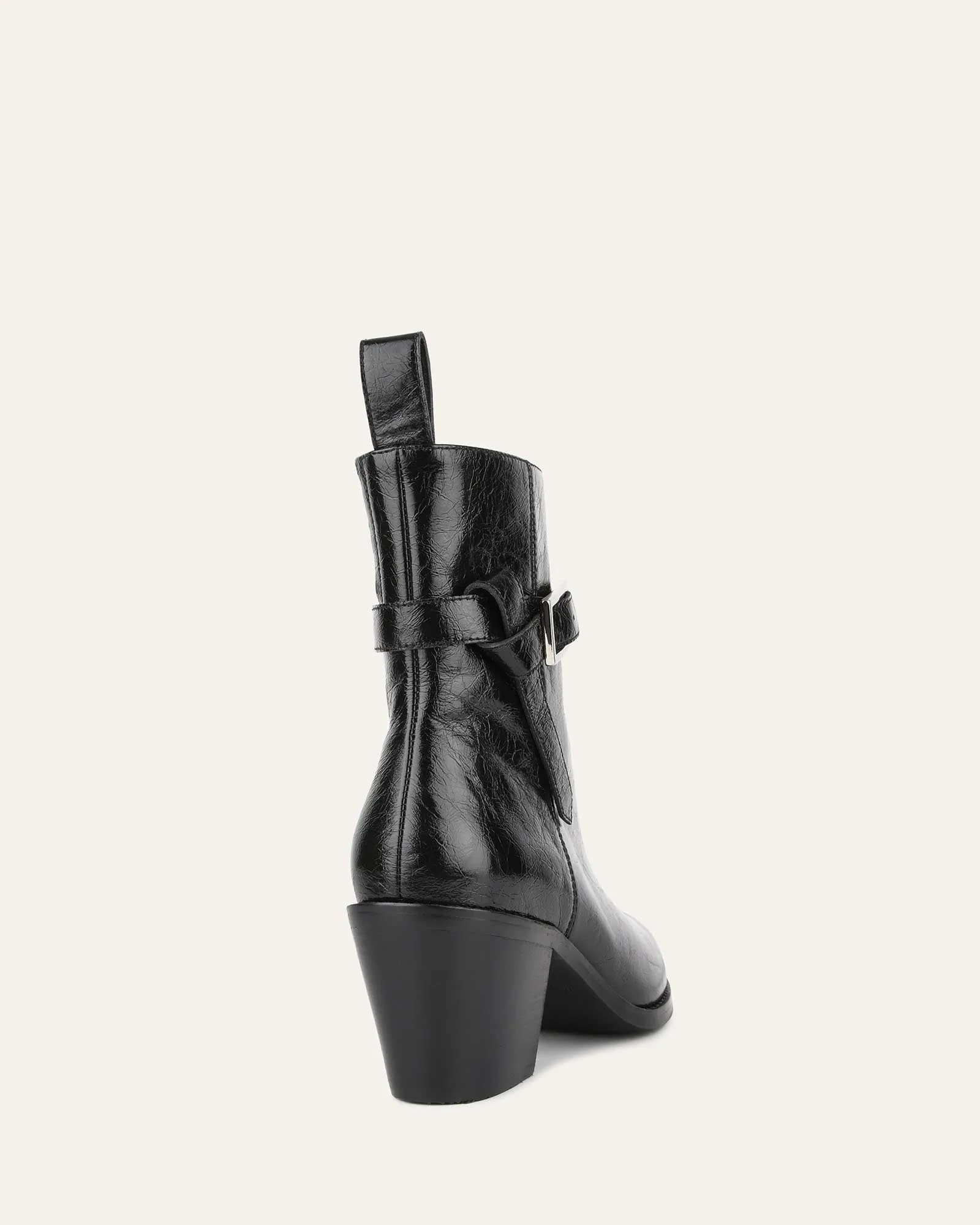 ZENA MID ANKLE BOOTS BLACK CRINKLE LEATHER Jo Mercer