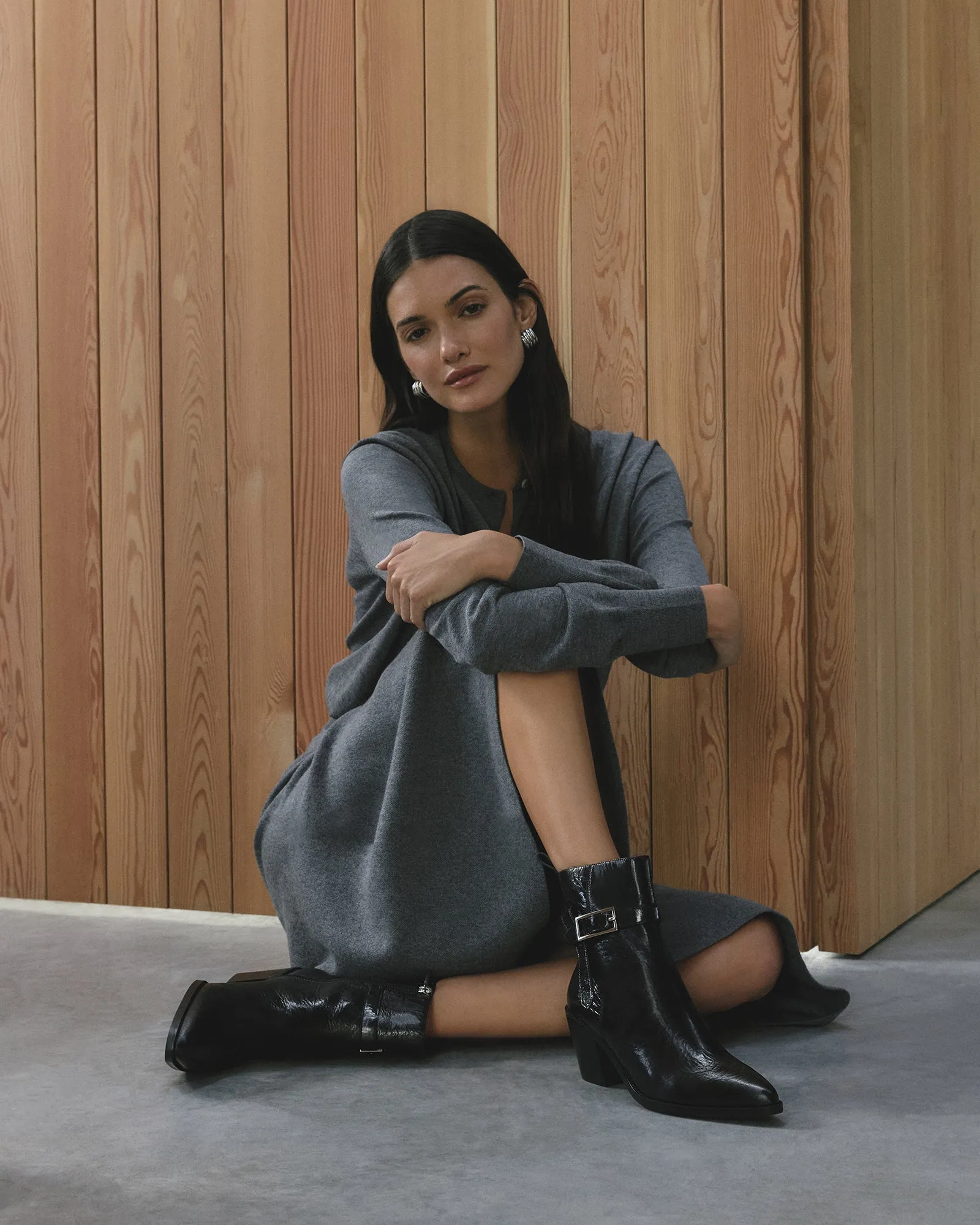 ZENA MID ANKLE BOOTS BLACK CRINKLE LEATHER Jo Mercer