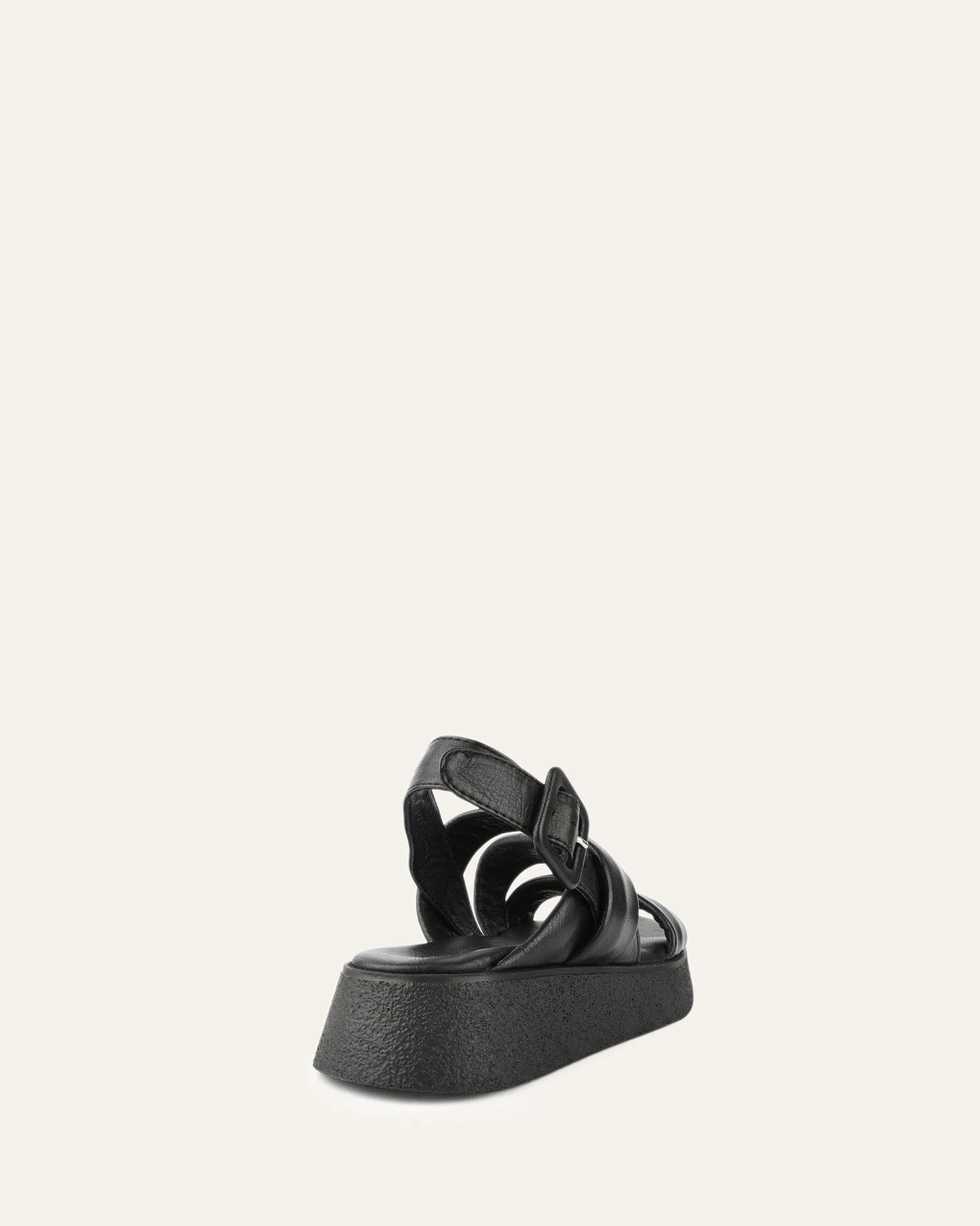 ZIA FLAT SANDALS BLACK LEATHER Jo Mercer