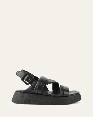 ZIA FLAT SANDALS BLACK LEATHER Jo Mercer