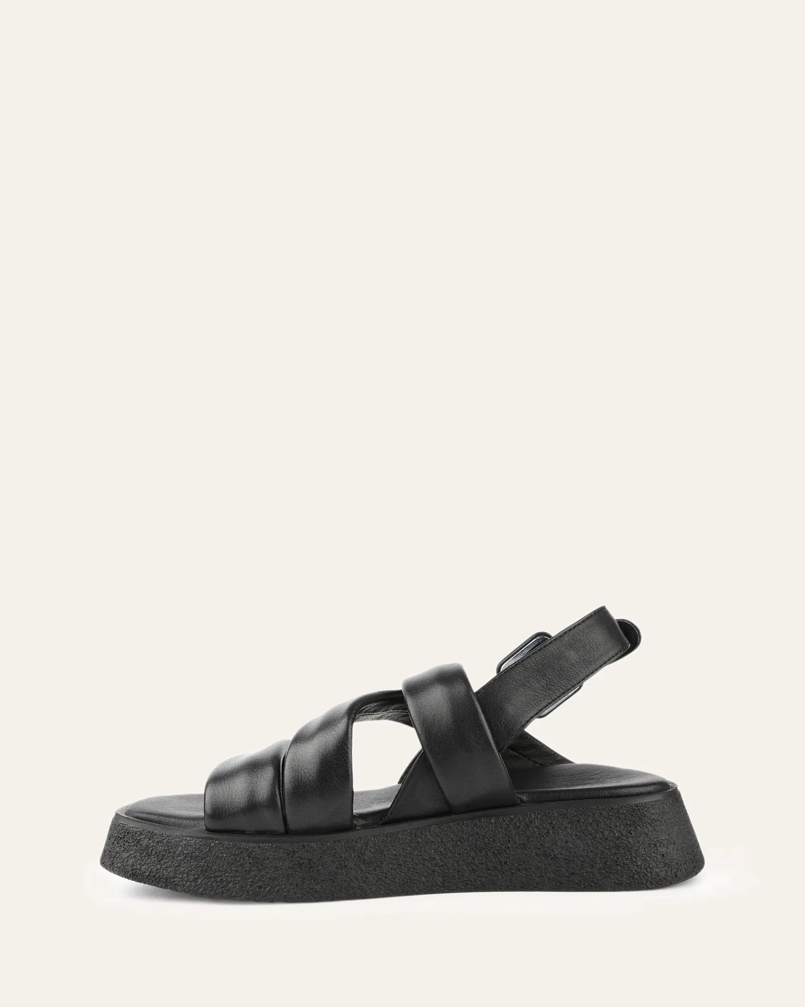 ZIA FLAT SANDALS BLACK LEATHER Jo Mercer